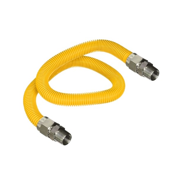 Flextron Gas Line Hose 5/8'' O.D.x30'' Len 3/4" MIP Fittings Yellow Coated Stainless Steel Flexible Connector FTGC-YC12-30N - main